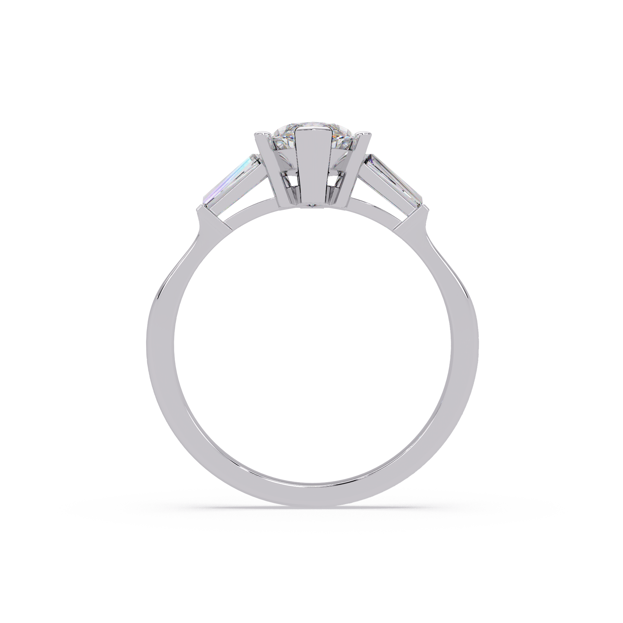 Custom Baguette Side Stone Marquise Cut Three Stone Engagement Ring