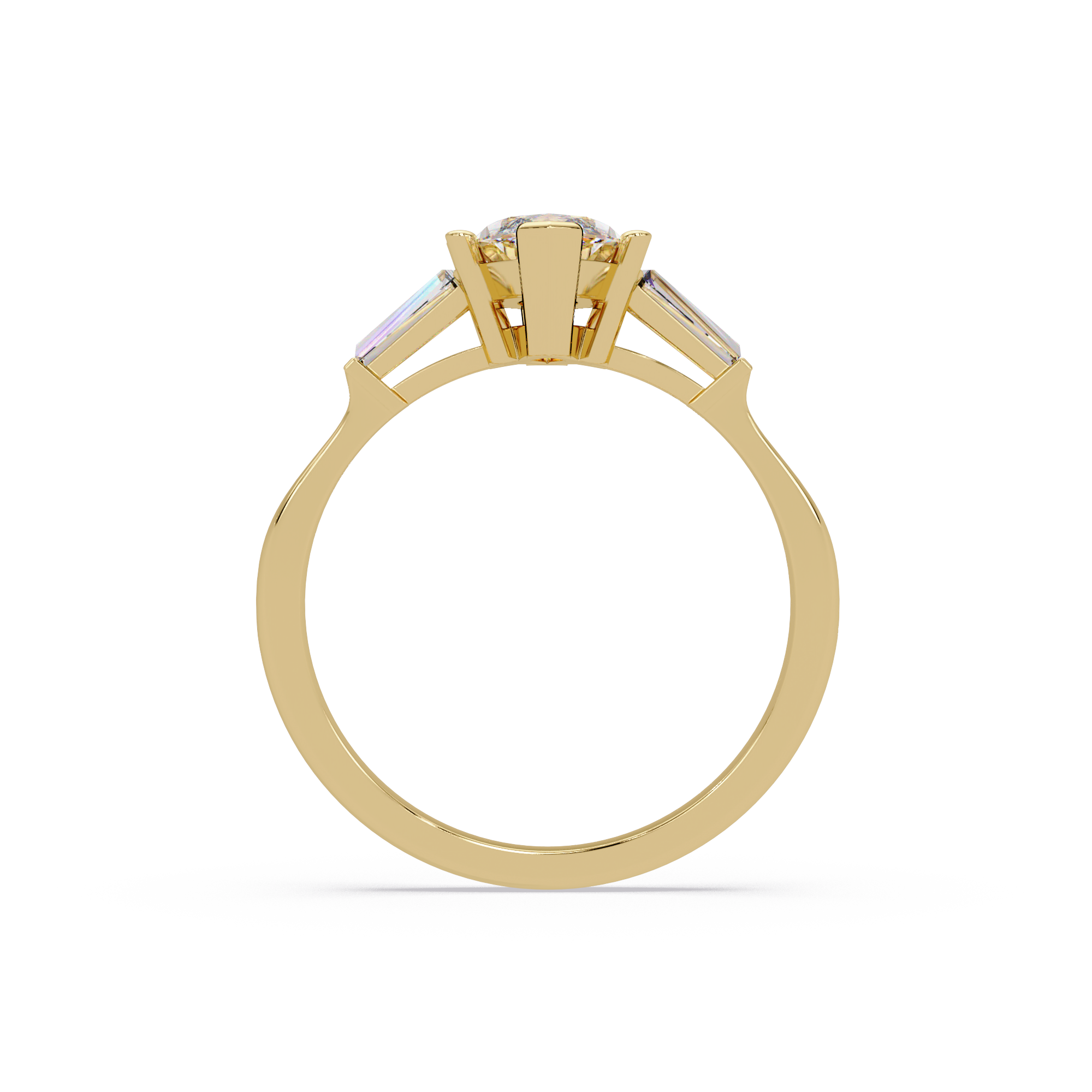Custom Baguette Side Stone Marquise Cut Three Stone Engagement Ring