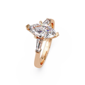 Custom Baguette Side Stone Marquise Cut Three Stone Engagement Ring