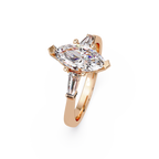 Custom Baguette Side Stone Marquise Cut Three Stone Engagement Ring