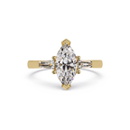Custom Baguette Side Stone Marquise Cut Three Stone Engagement Ring