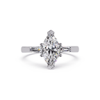 Custom Baguette Side Stone Marquise Cut Three Stone Engagement Ring