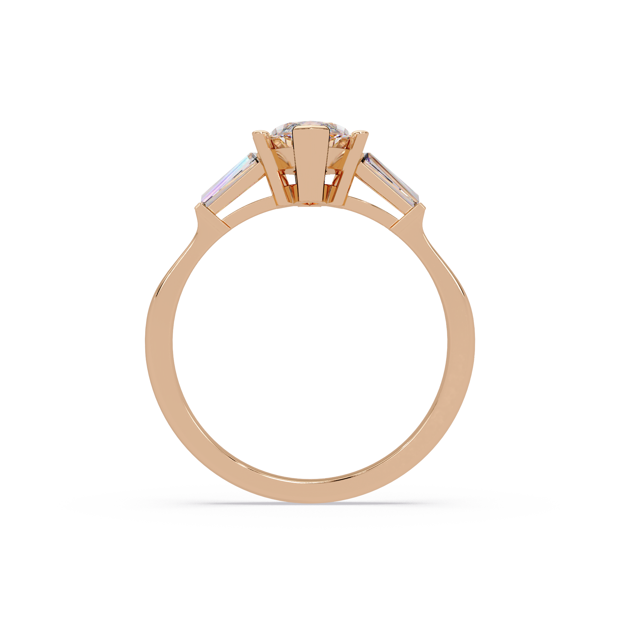 Custom Baguette Side Stone Marquise Cut Three Stone Engagement Ring