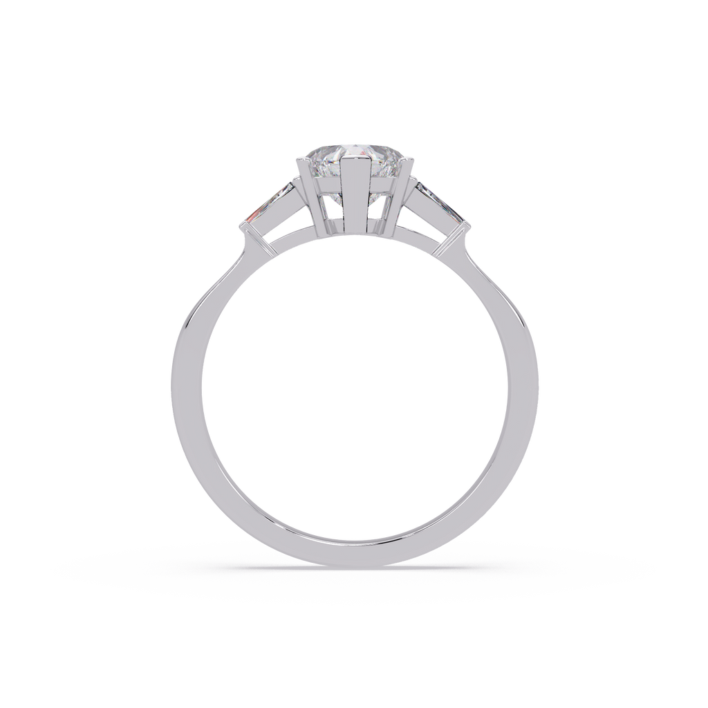 Heart Cut Engagement Ring with Custom Baguette Side Stones