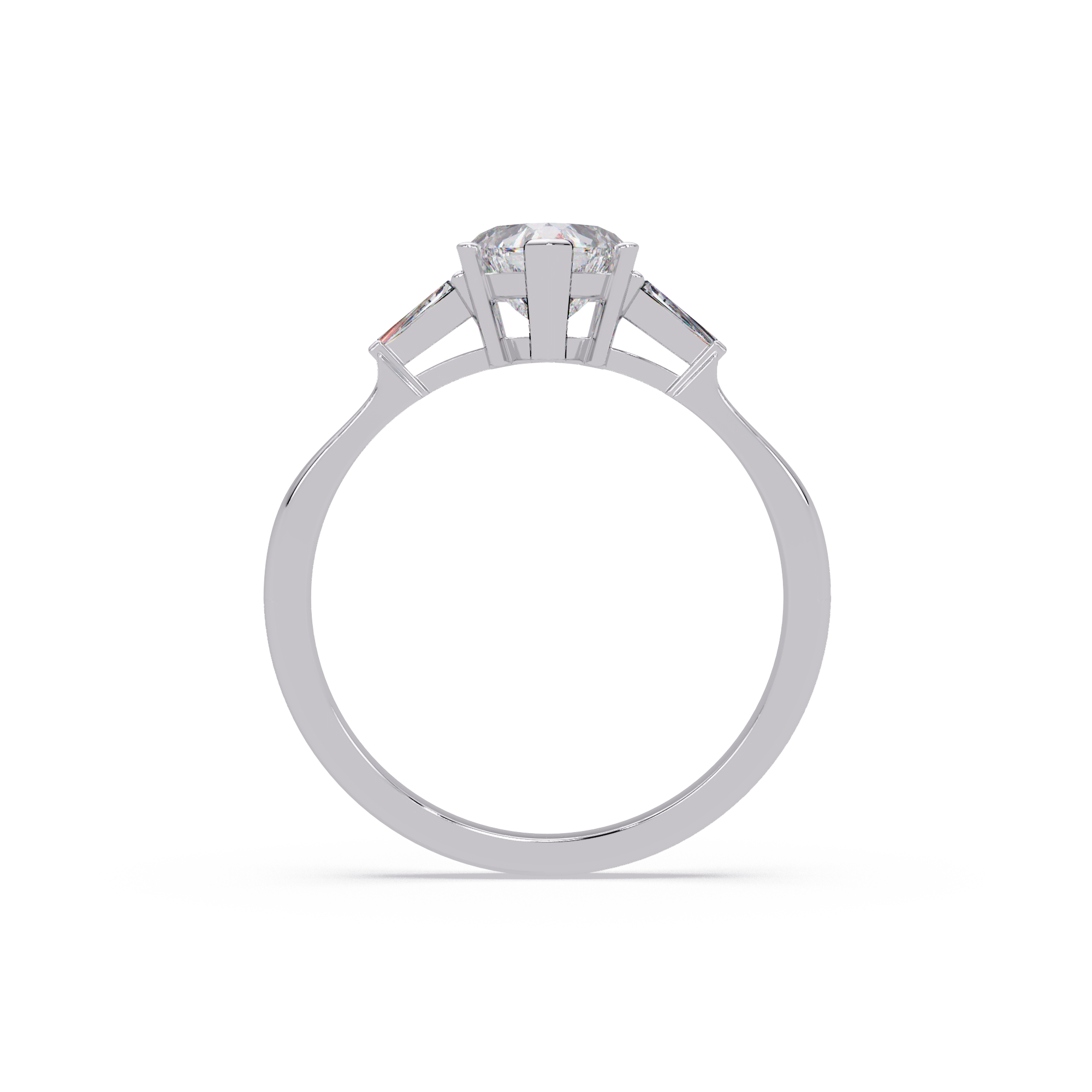 Heart Cut Engagement Ring with Custom Baguette Side Stones