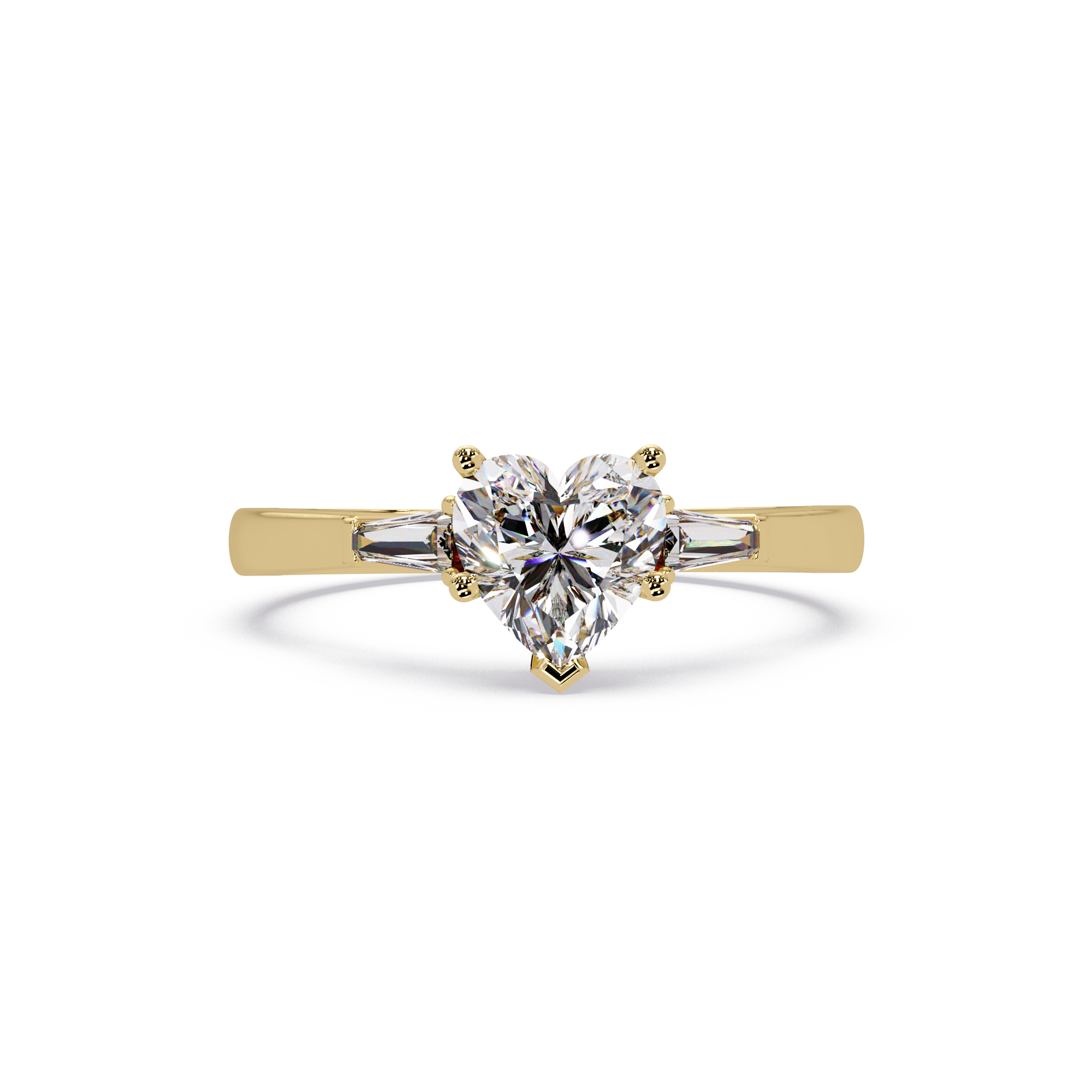 Heart Cut Engagement Ring with Custom Baguette Side Stones