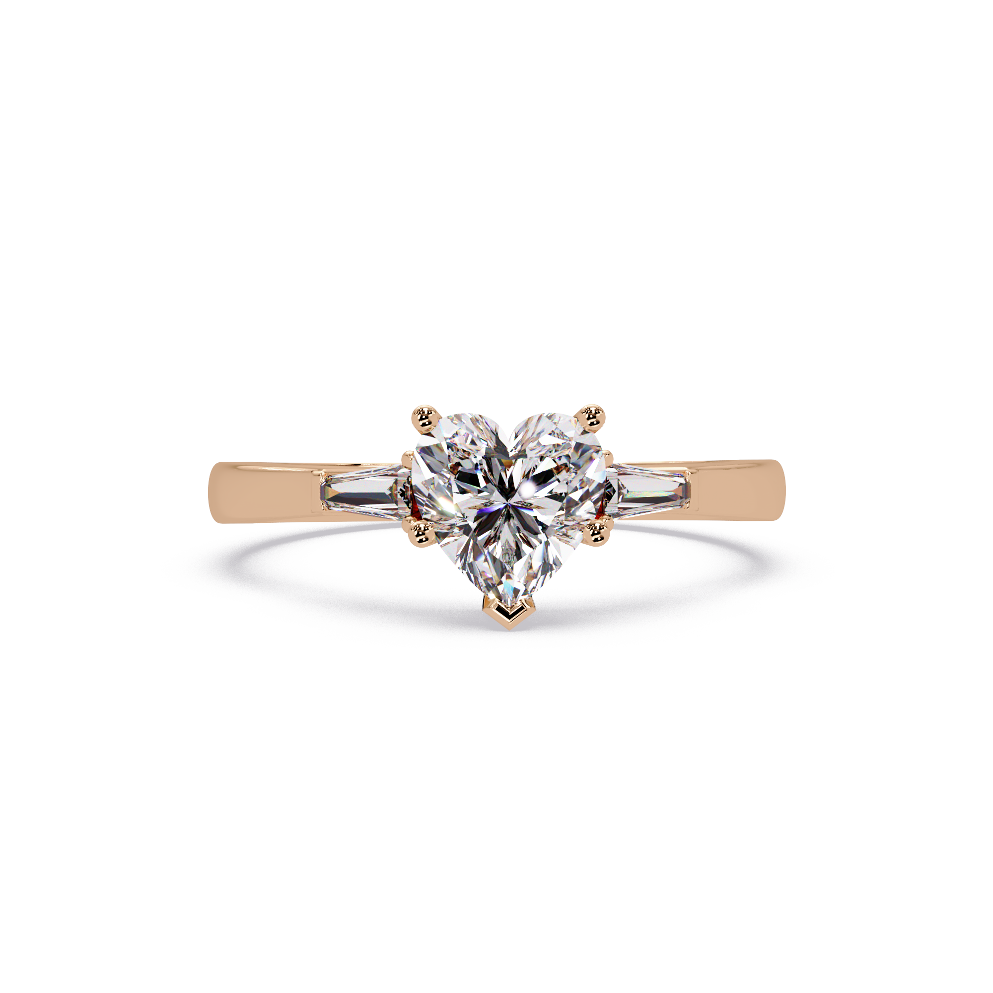 Heart Cut Engagement Ring with Custom Baguette Side Stones