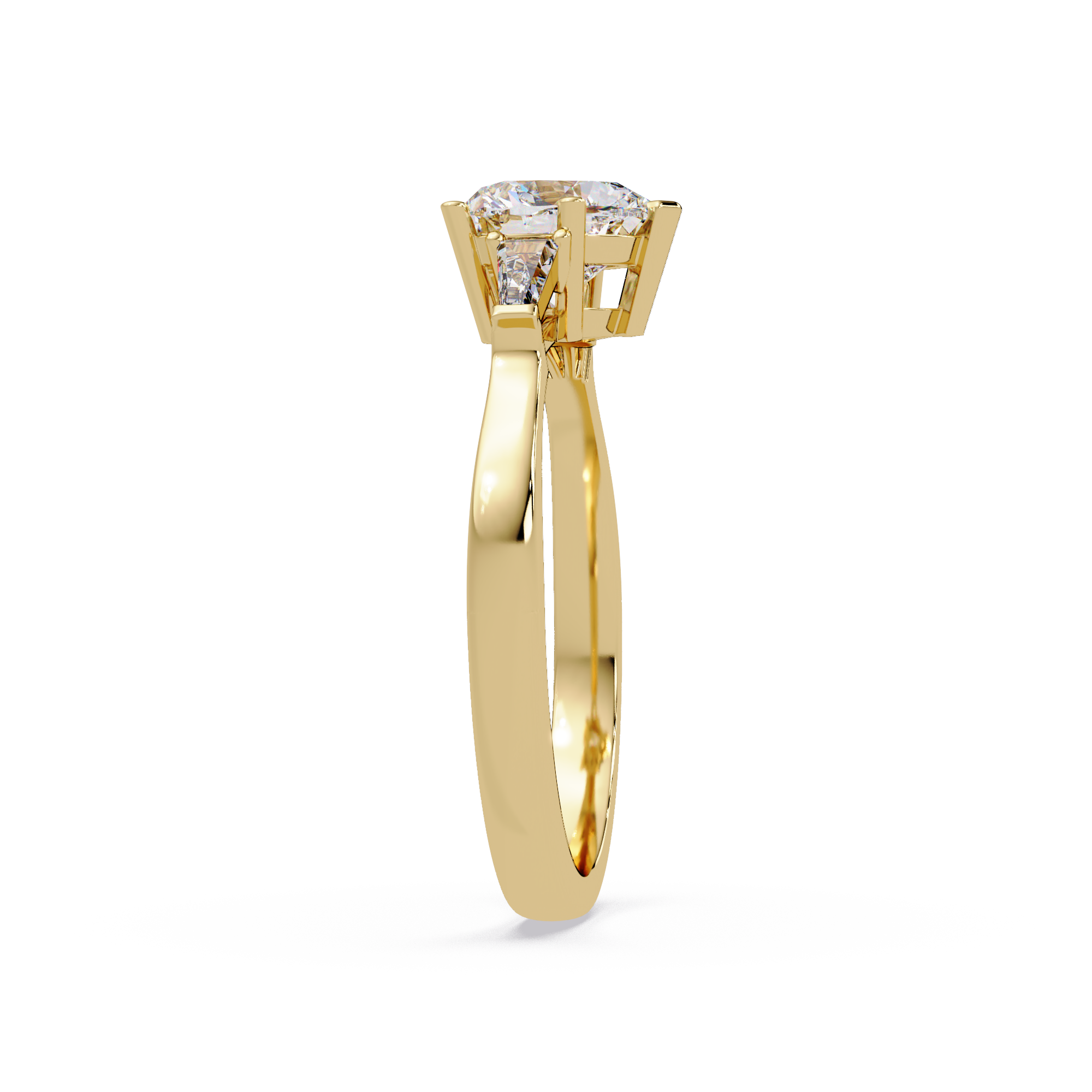 Heart Cut Engagement Ring with Custom Baguette Side Stones