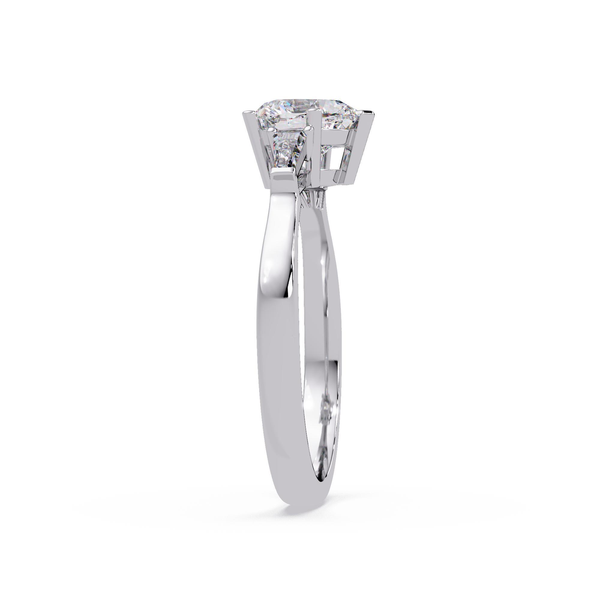 Heart Cut Engagement Ring with Custom Baguette Side Stones