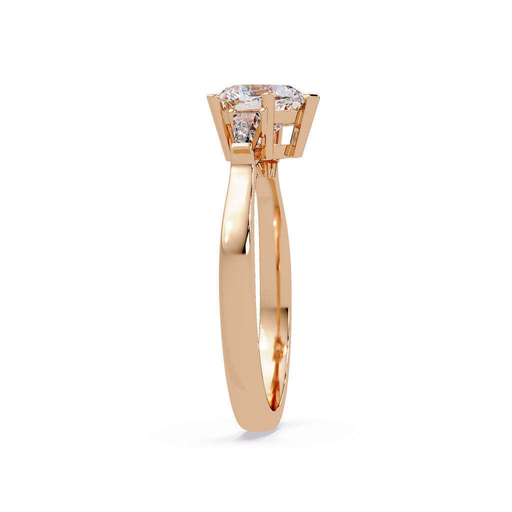 Heart Cut Engagement Ring with Custom Baguette Side Stones