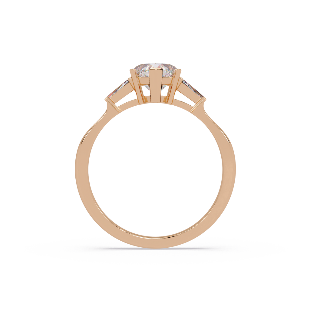 Heart Cut Engagement Ring with Custom Baguette Side Stones