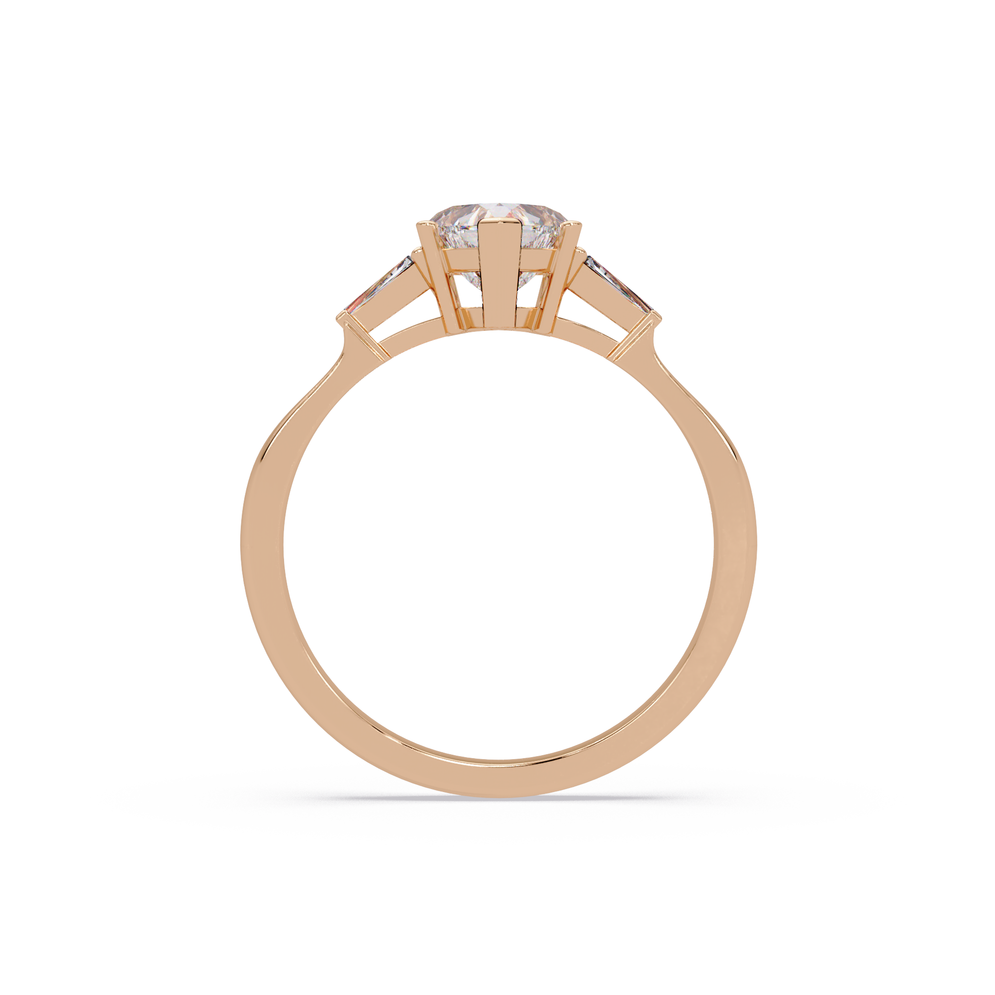Heart Cut Engagement Ring with Custom Baguette Side Stones
