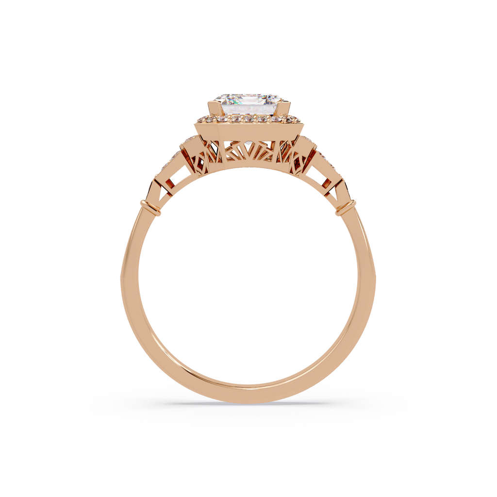 Emerald Cut Halo Diamond Engagement Ring