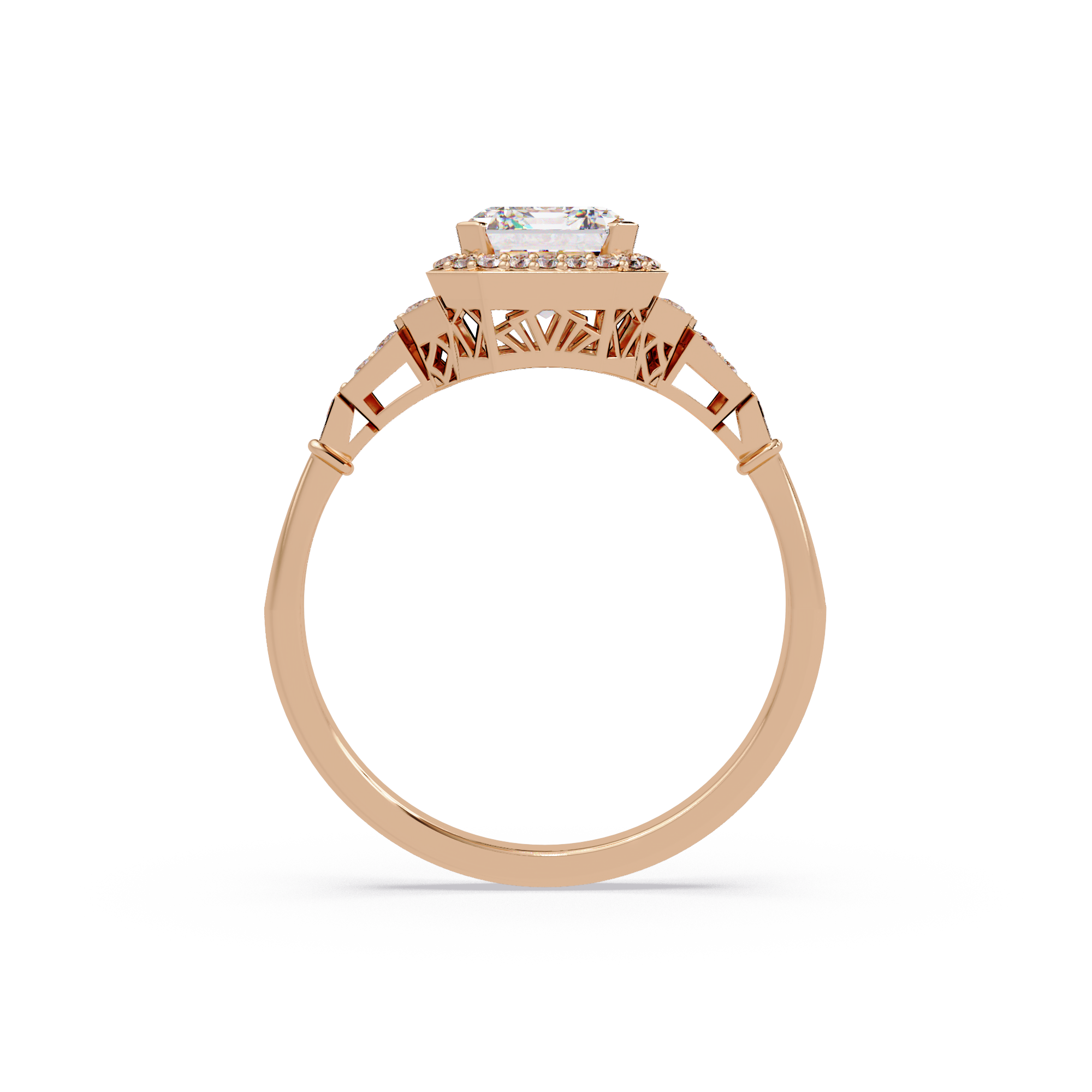 Emerald Cut Halo Diamond Engagement Ring