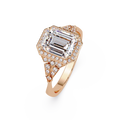 Emerald Cut Halo Diamond Engagement Ring