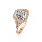 Emerald Cut Halo Diamond Engagement Ring