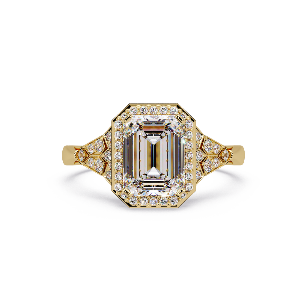 Emerald Cut Halo Diamond Engagement Ring