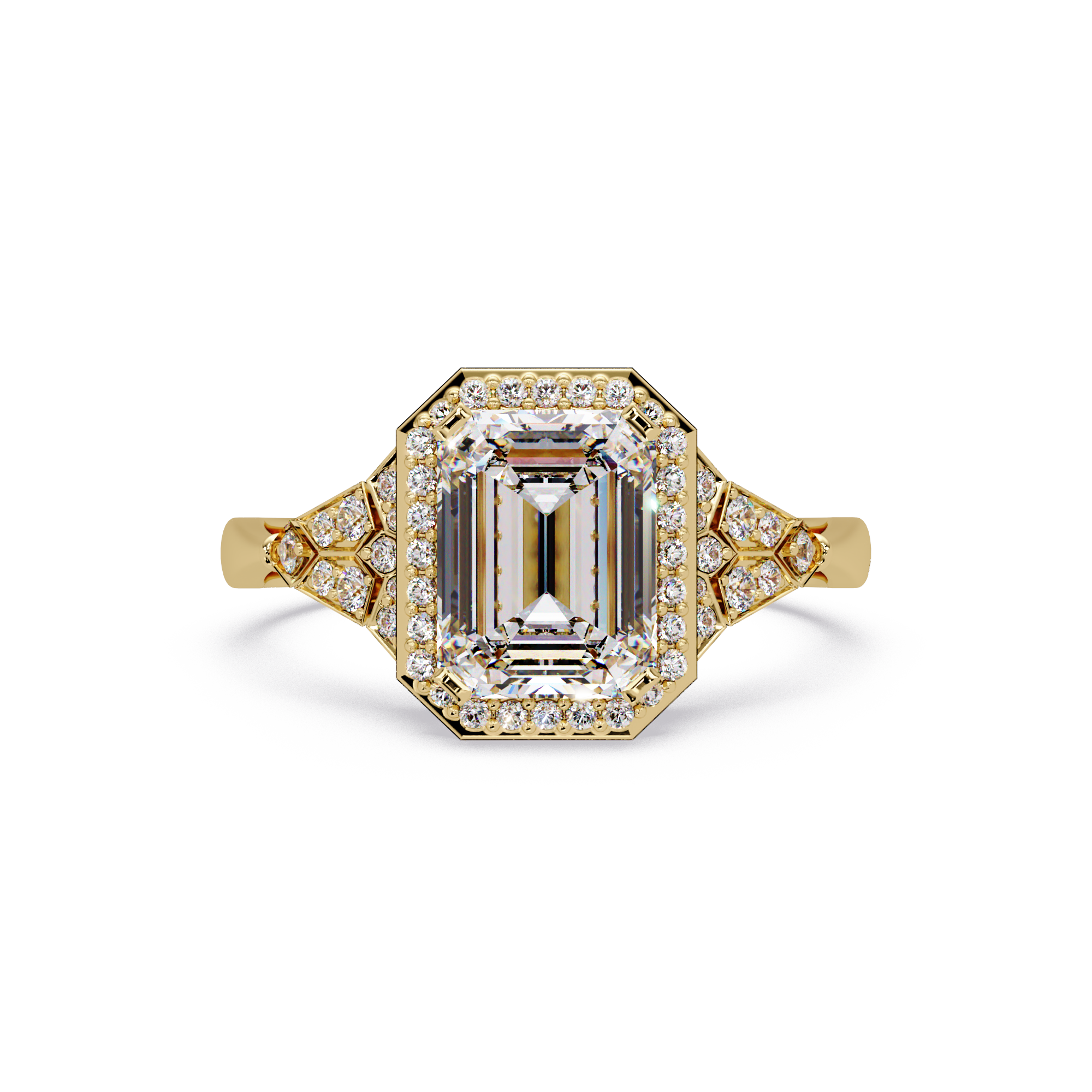 Emerald Cut Halo Diamond Engagement Ring