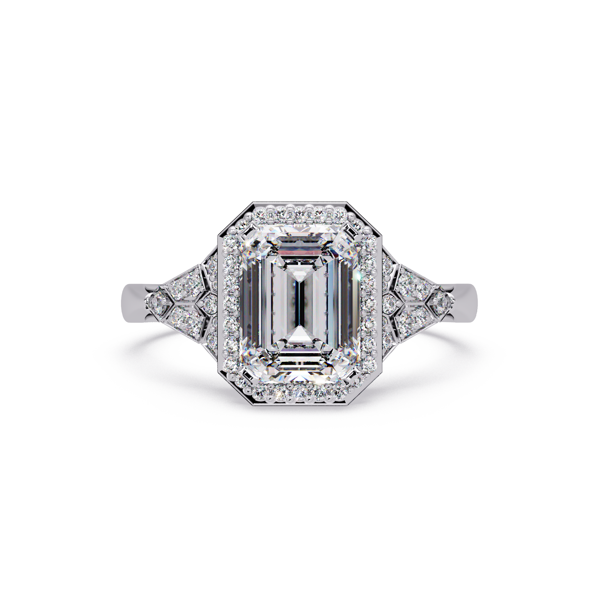 Emerald Cut Halo Diamond Engagement Ring