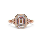 Emerald Cut Halo Diamond Engagement Ring