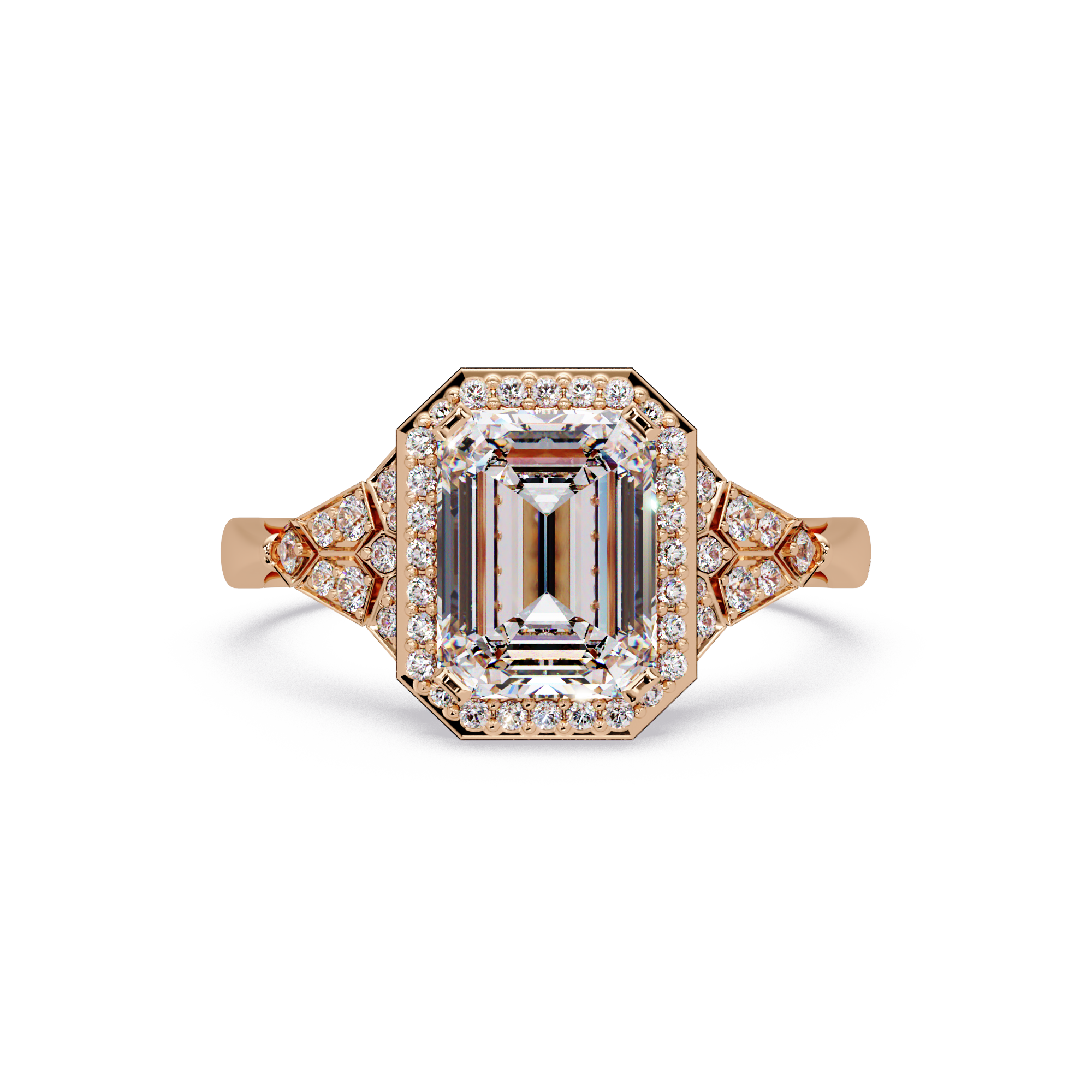 Emerald Cut Halo Diamond Engagement Ring