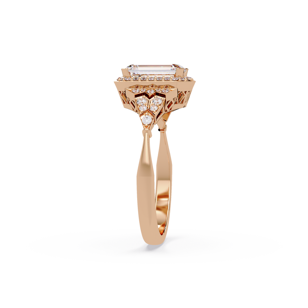 Emerald Cut Halo Diamond Engagement Ring