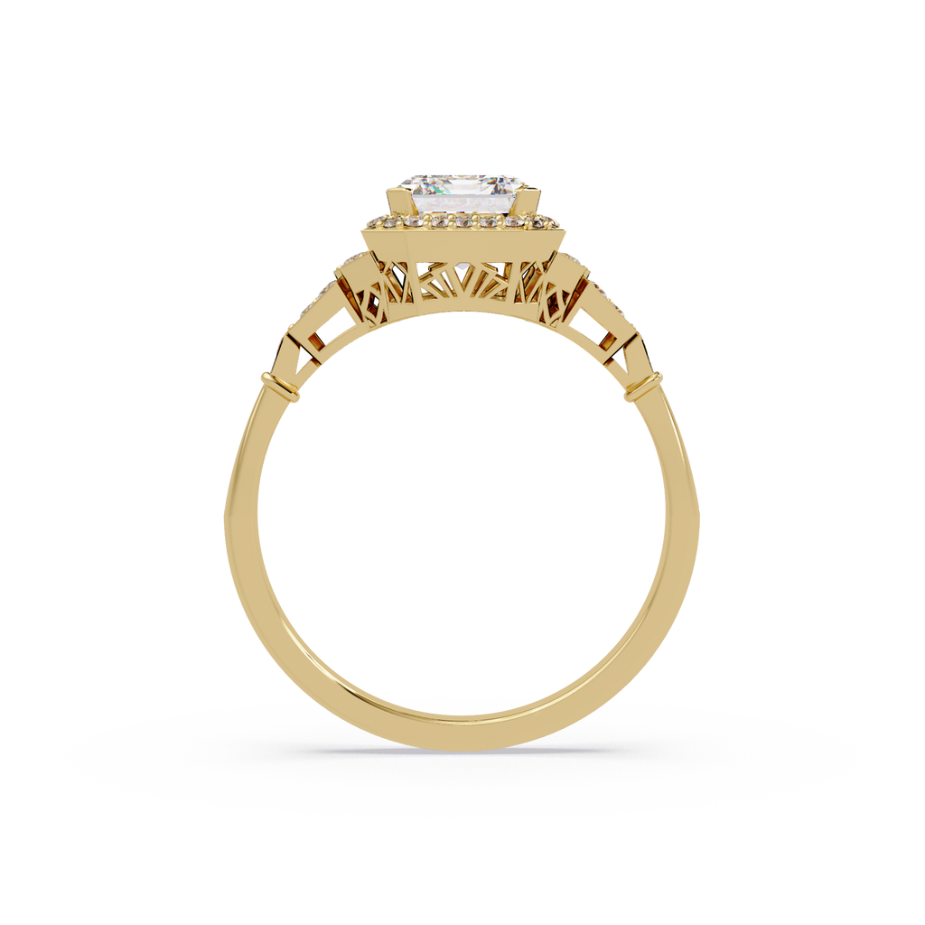 Emerald Cut Halo Diamond Engagement Ring