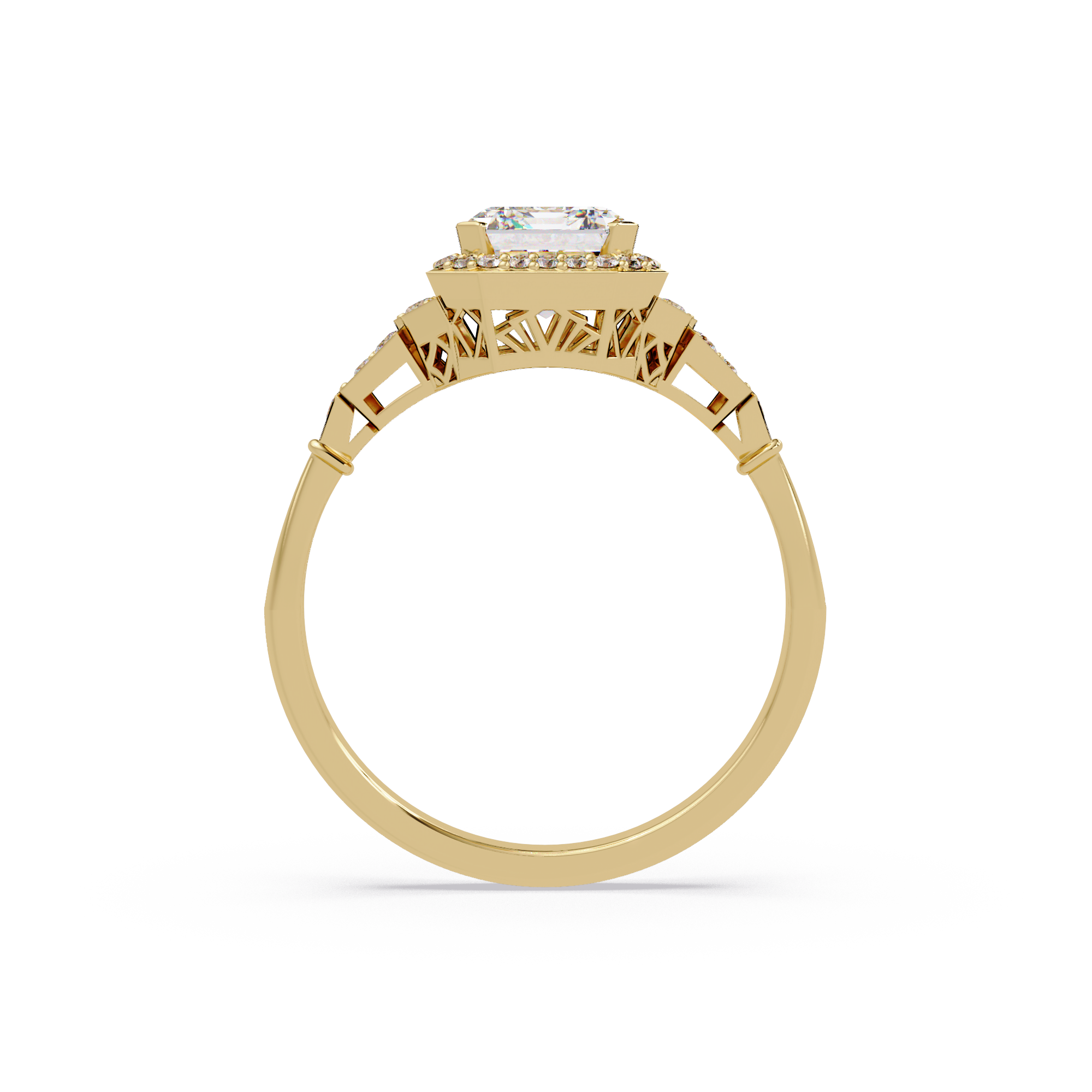 Emerald Cut Halo Diamond Engagement Ring