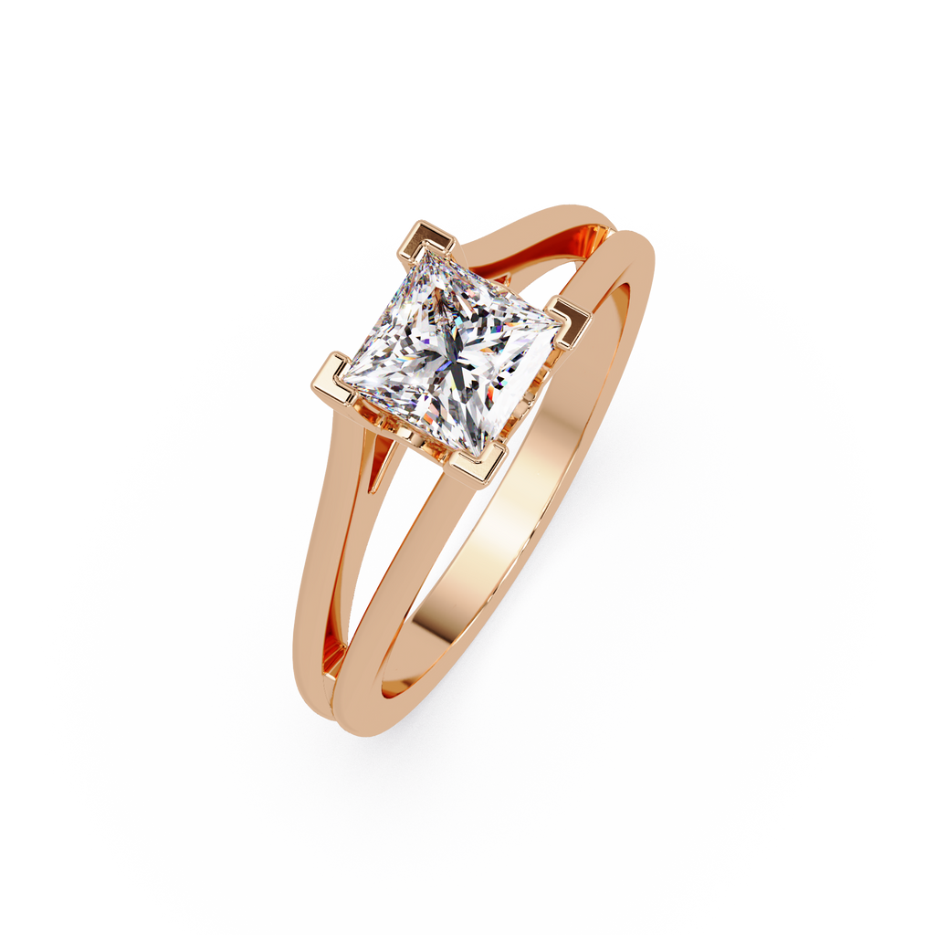Princess Cut Solitaire Split Shank Engagement Ring
