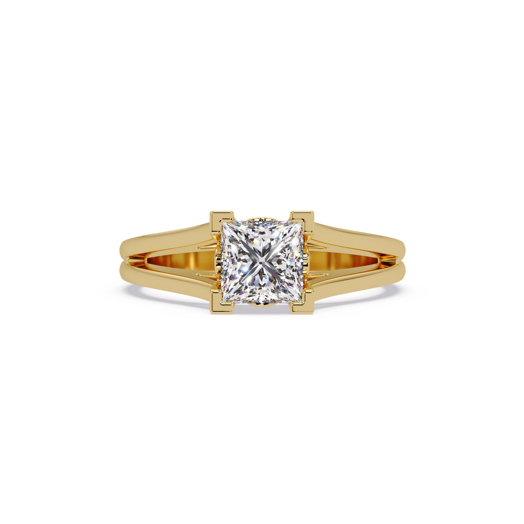 Princess Cut Solitaire Split Shank Engagement Ring