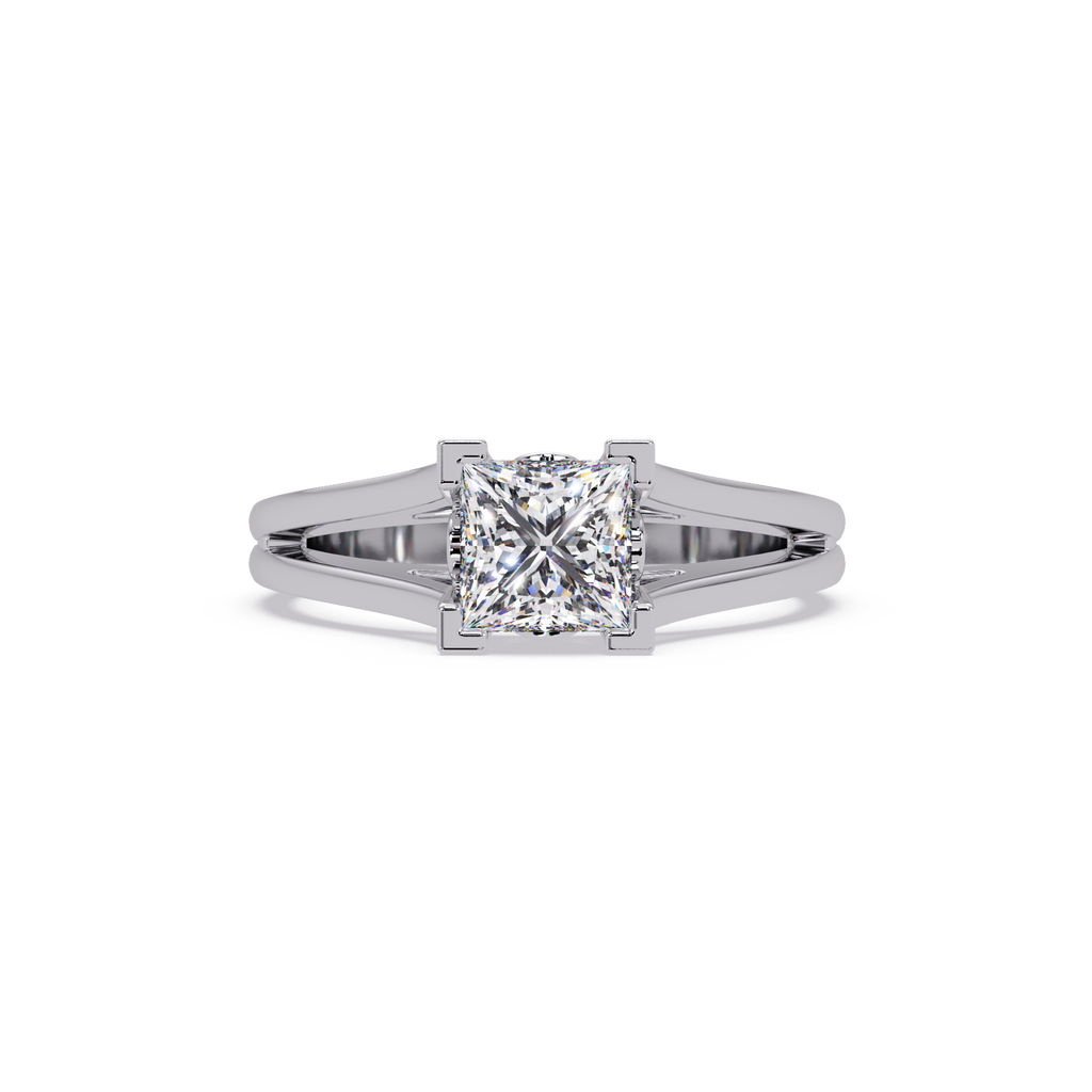 Princess Cut Solitaire Split Shank Engagement Ring