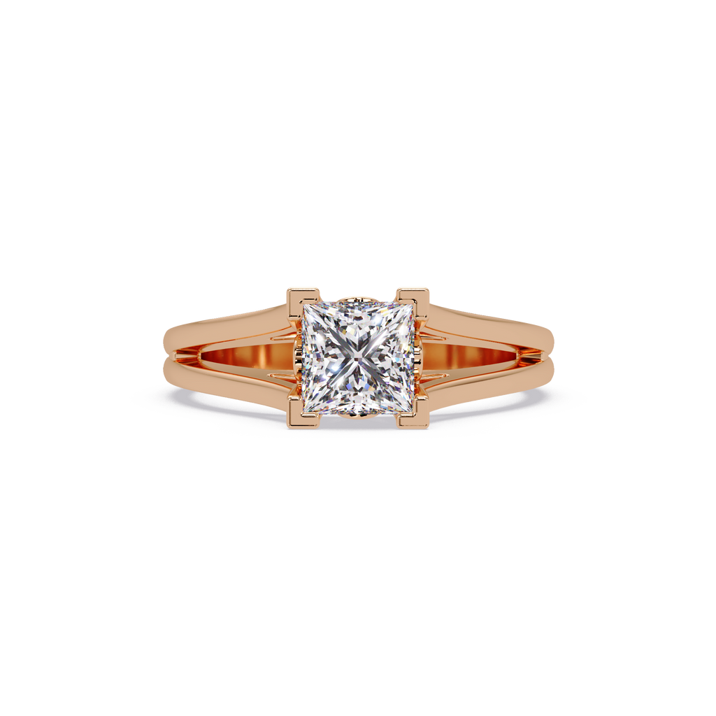 Princess Cut Solitaire Split Shank Engagement Ring