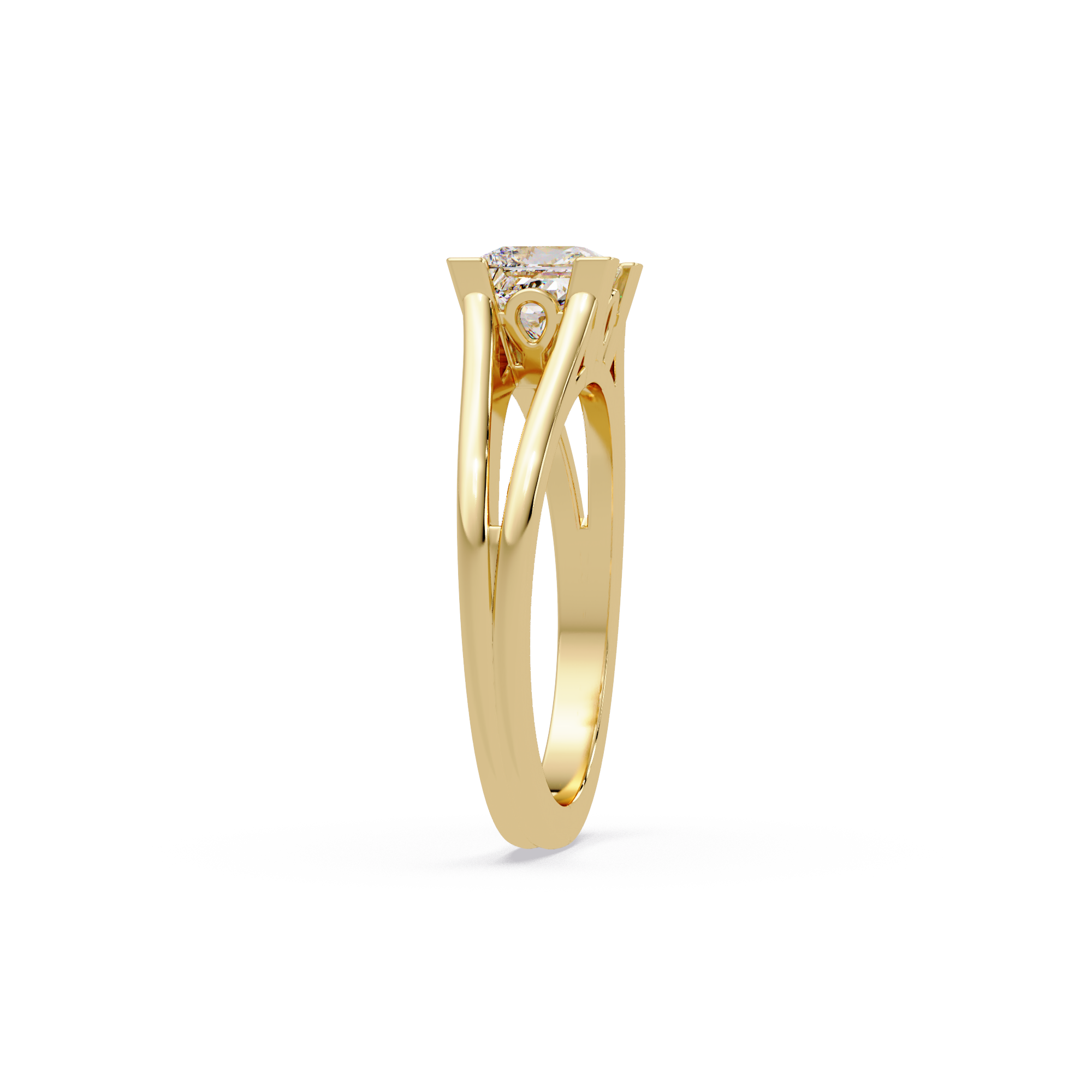 Princess Cut Solitaire Split Shank Engagement Ring