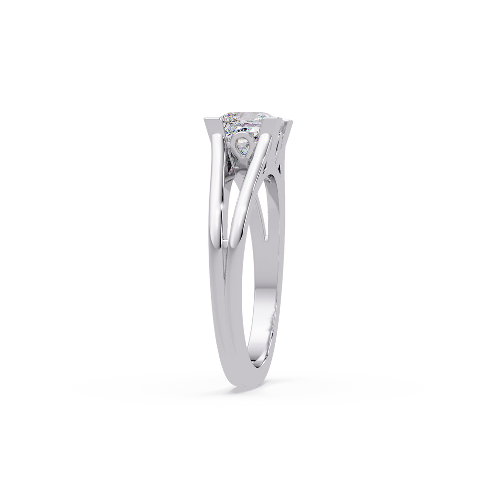 Princess Cut Solitaire Split Shank Engagement Ring