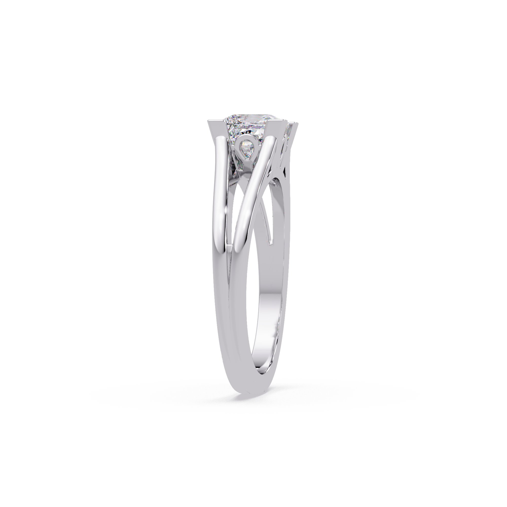 Princess Cut Solitaire Split Shank Engagement Ring