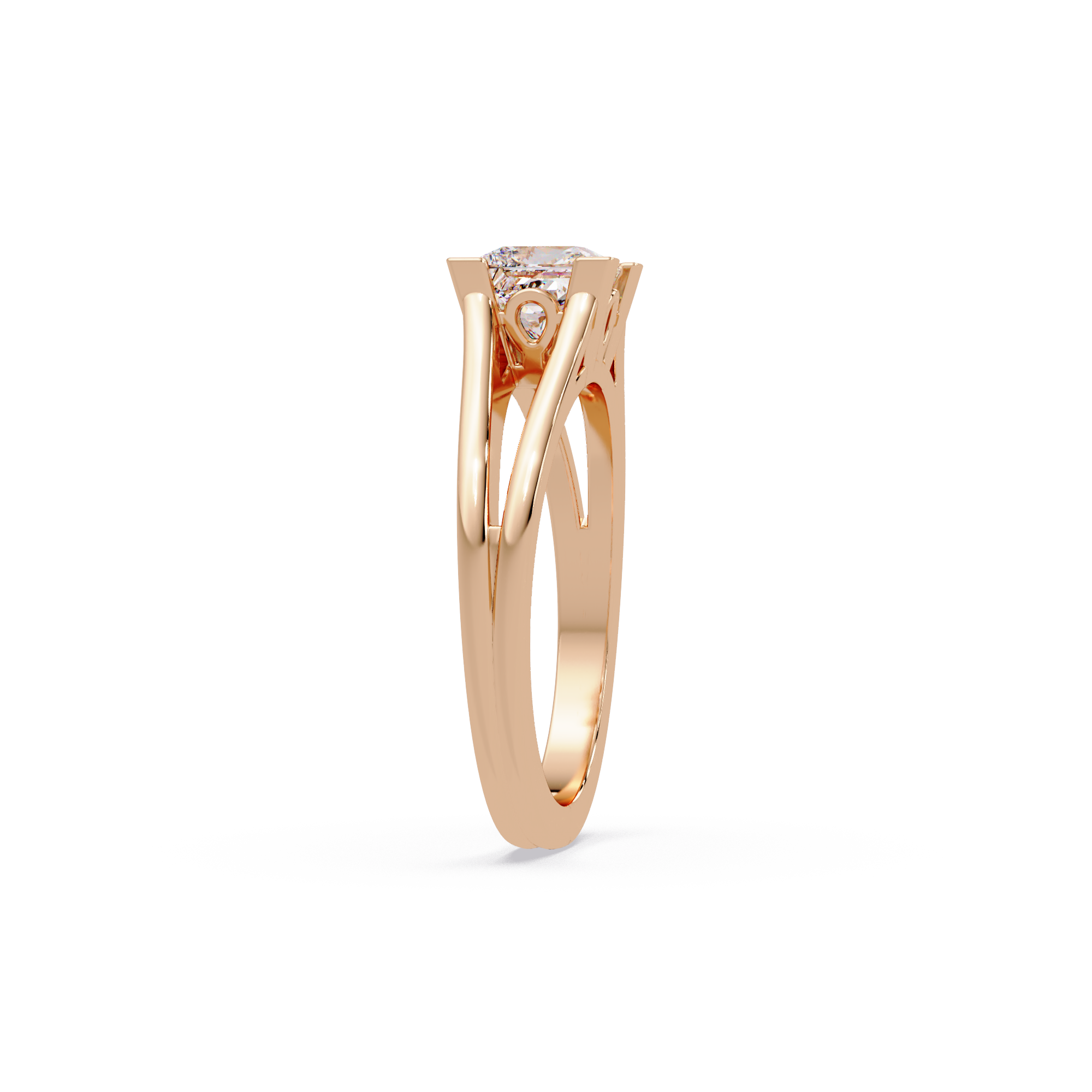 Princess Cut Solitaire Split Shank Engagement Ring