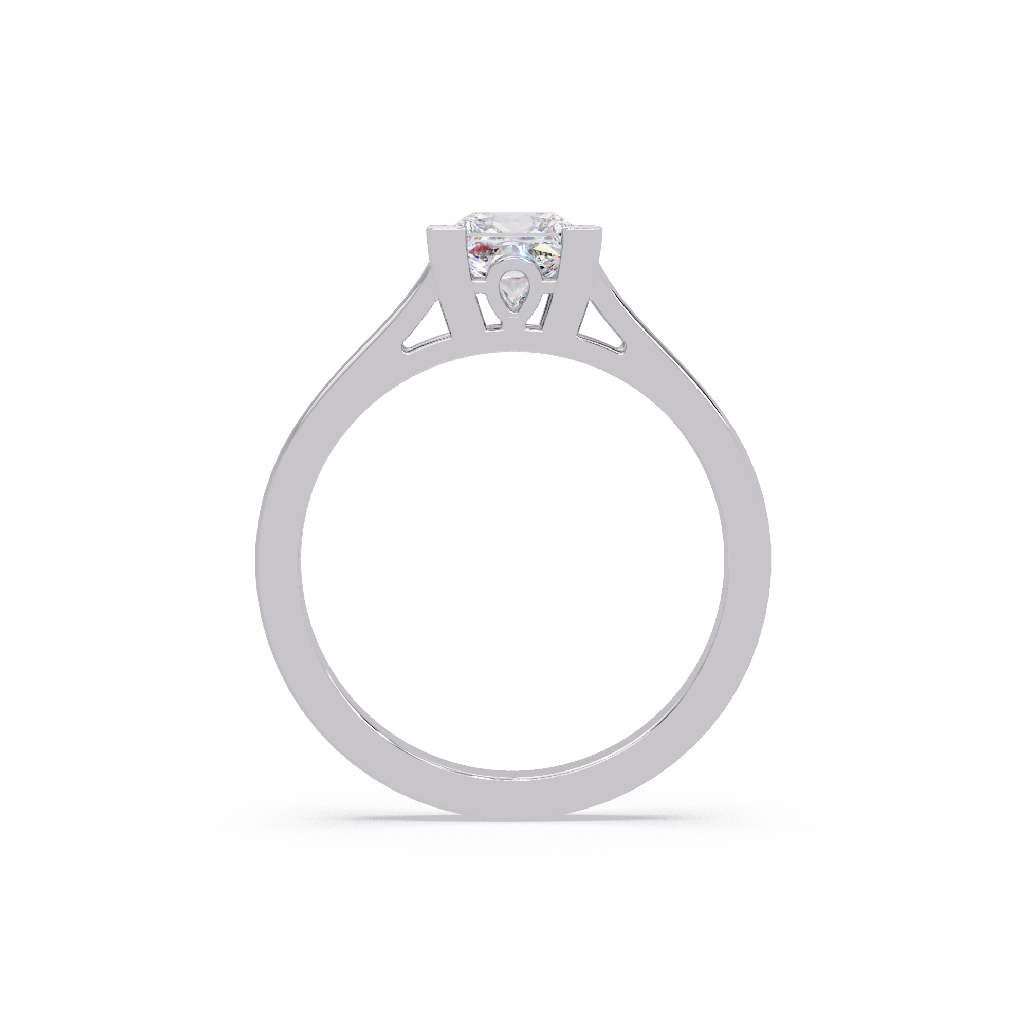 Princess Cut Solitaire Split Shank Engagement Ring