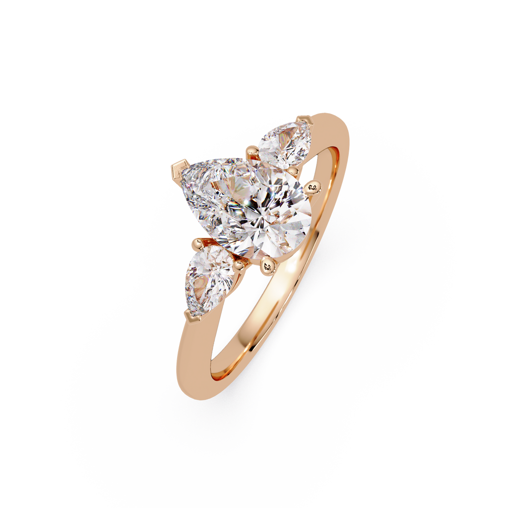 Pear-Shaped Three-Stone Diamond Engagement Ring