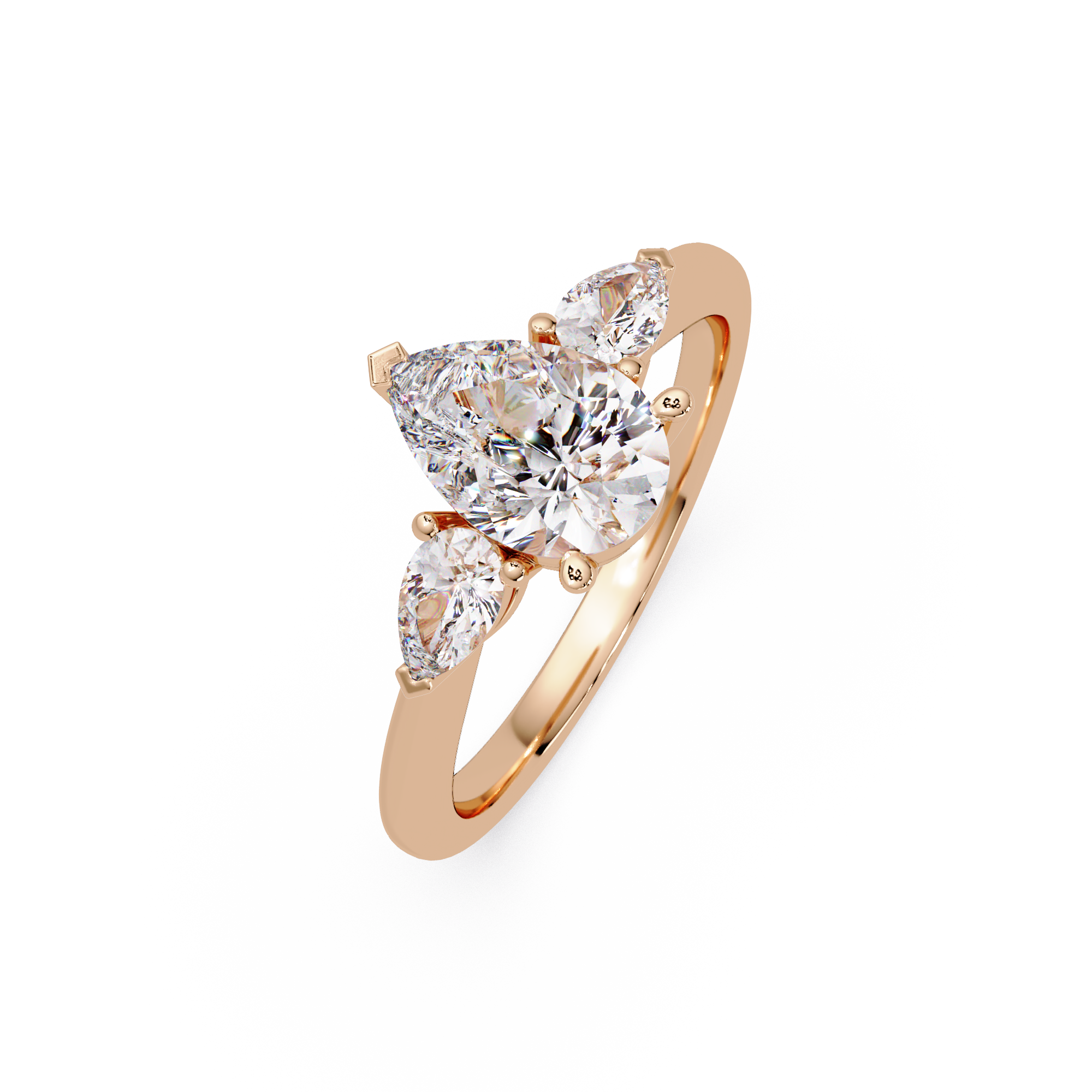 Pear-Shaped Three-Stone Diamond Engagement Ring