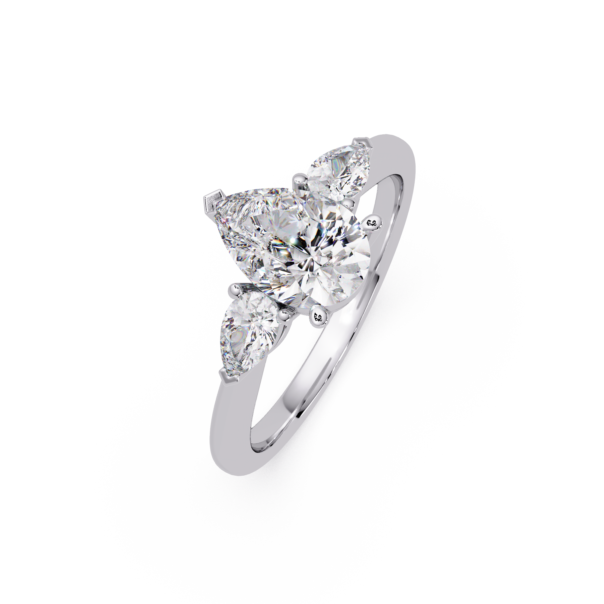 Pear-Shaped Three-Stone Diamond Engagement Ring