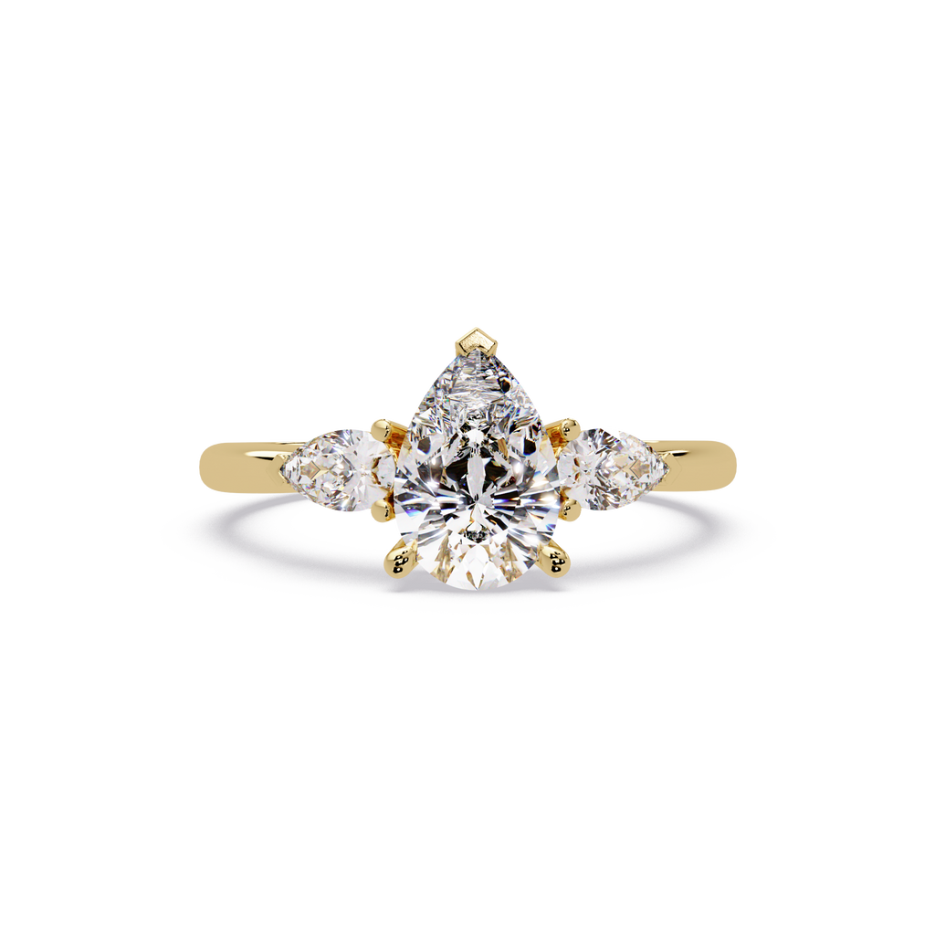Pear-Shaped Three-Stone Diamond Engagement Ring