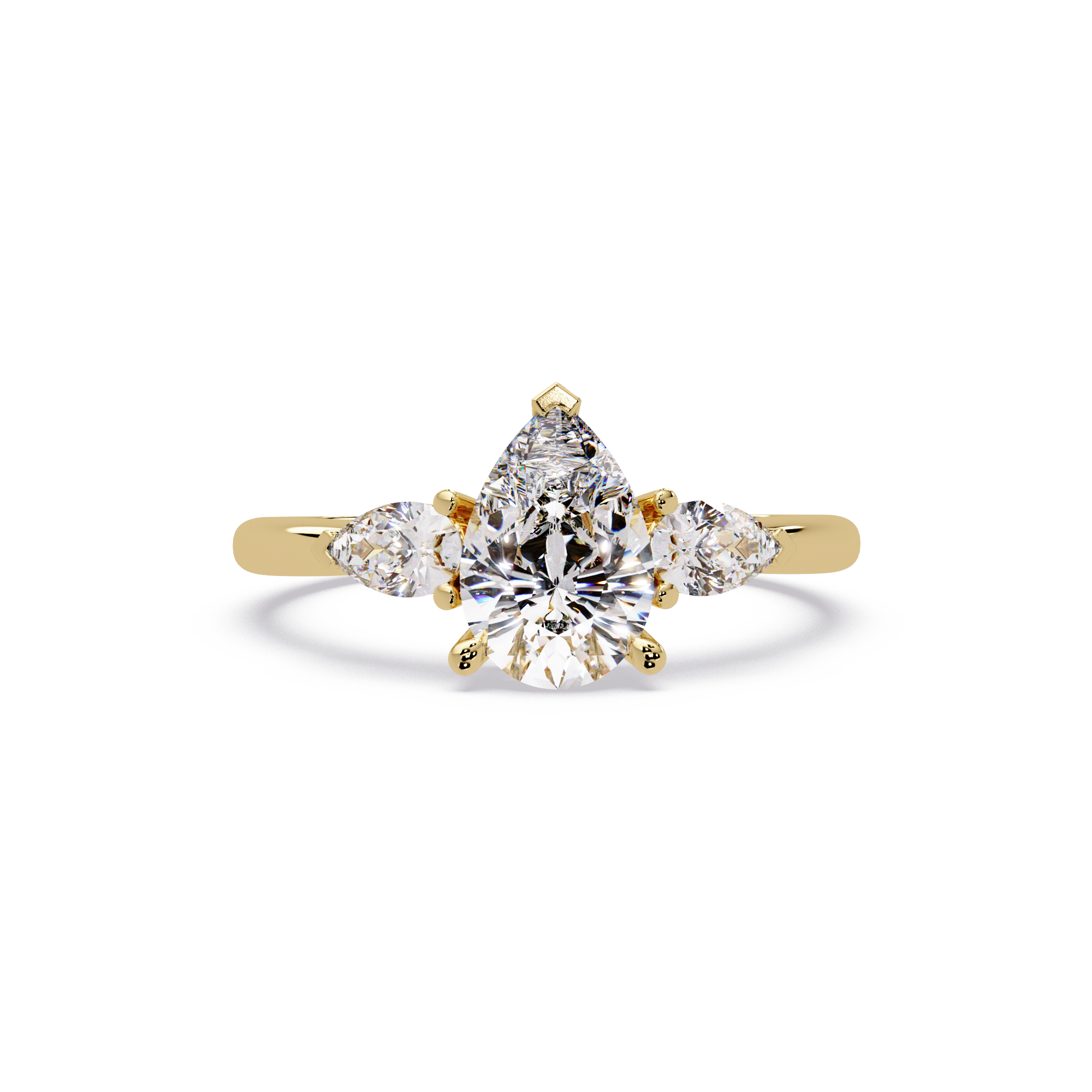 Pear-Shaped Three-Stone Diamond Engagement Ring