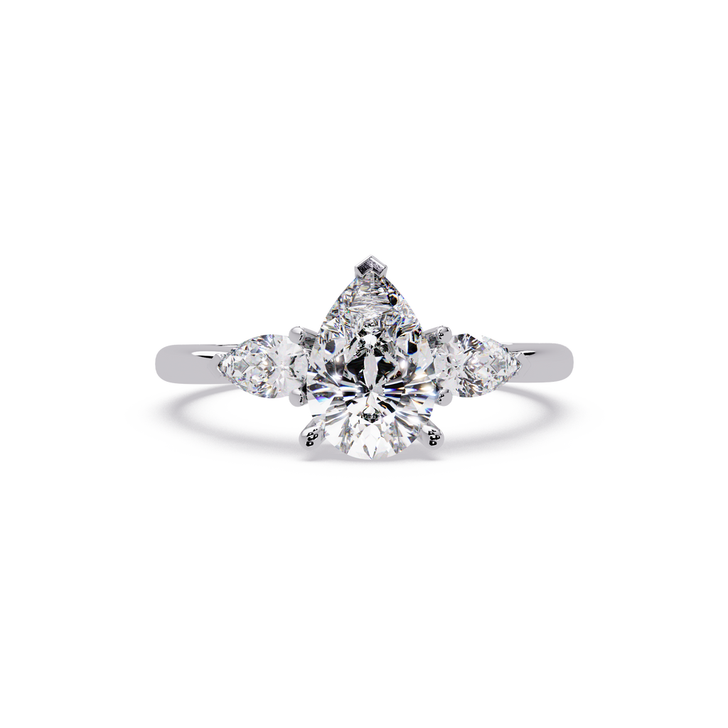 Pear-Shaped Three-Stone Diamond Engagement Ring