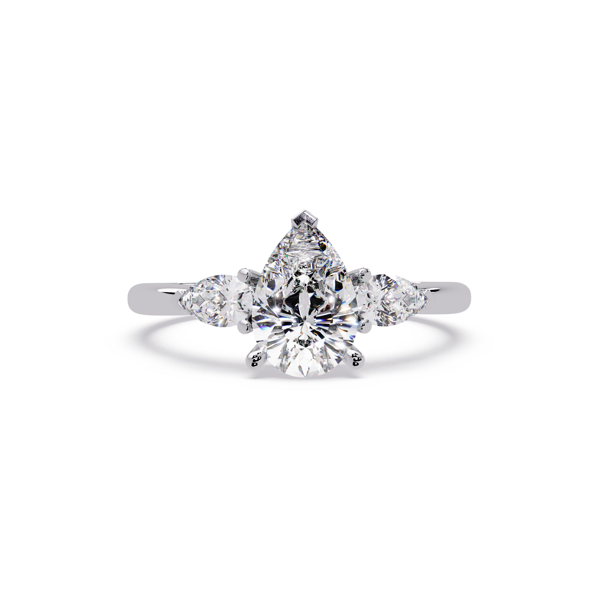 Pear-Shaped Three-Stone Diamond Engagement Ring