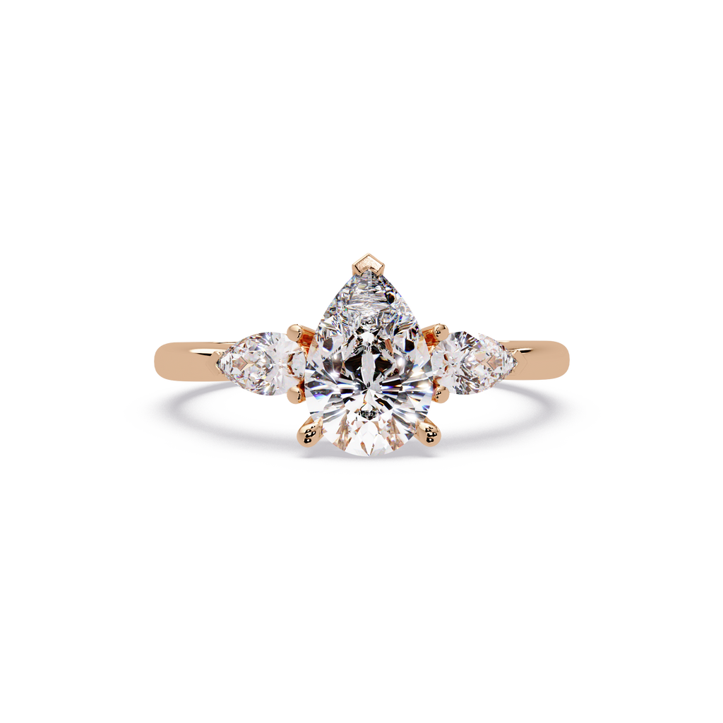 Pear-Shaped Three-Stone Diamond Engagement Ring