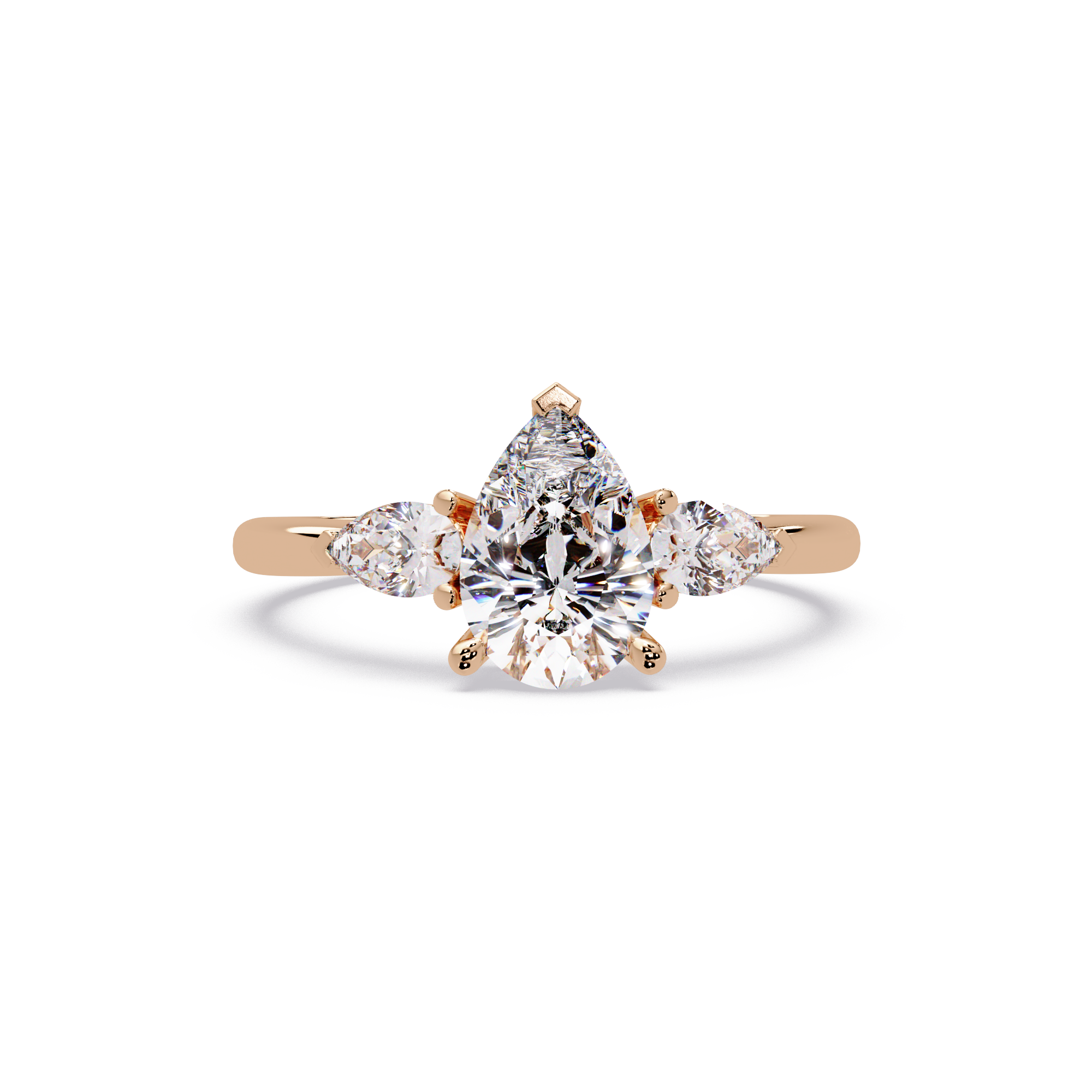 Pear-Shaped Three-Stone Diamond Engagement Ring