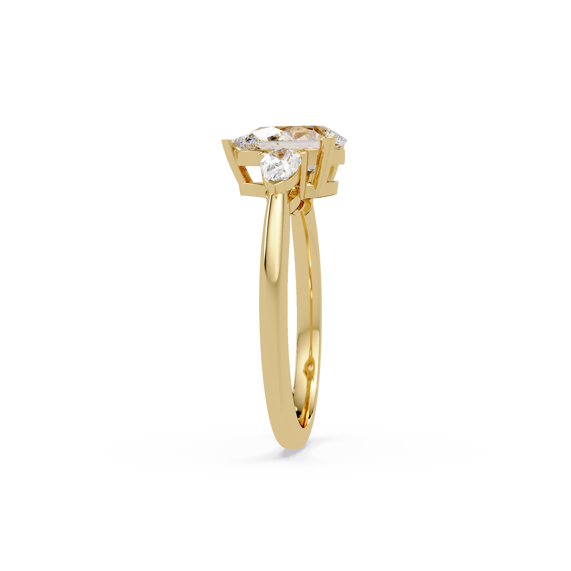 Pear-Shaped Three-Stone Diamond Engagement Ring