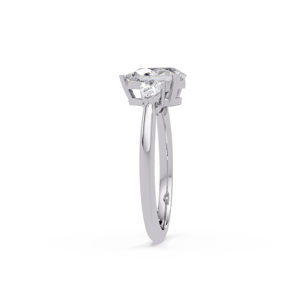 Pear-Shaped Three-Stone Diamond Engagement Ring