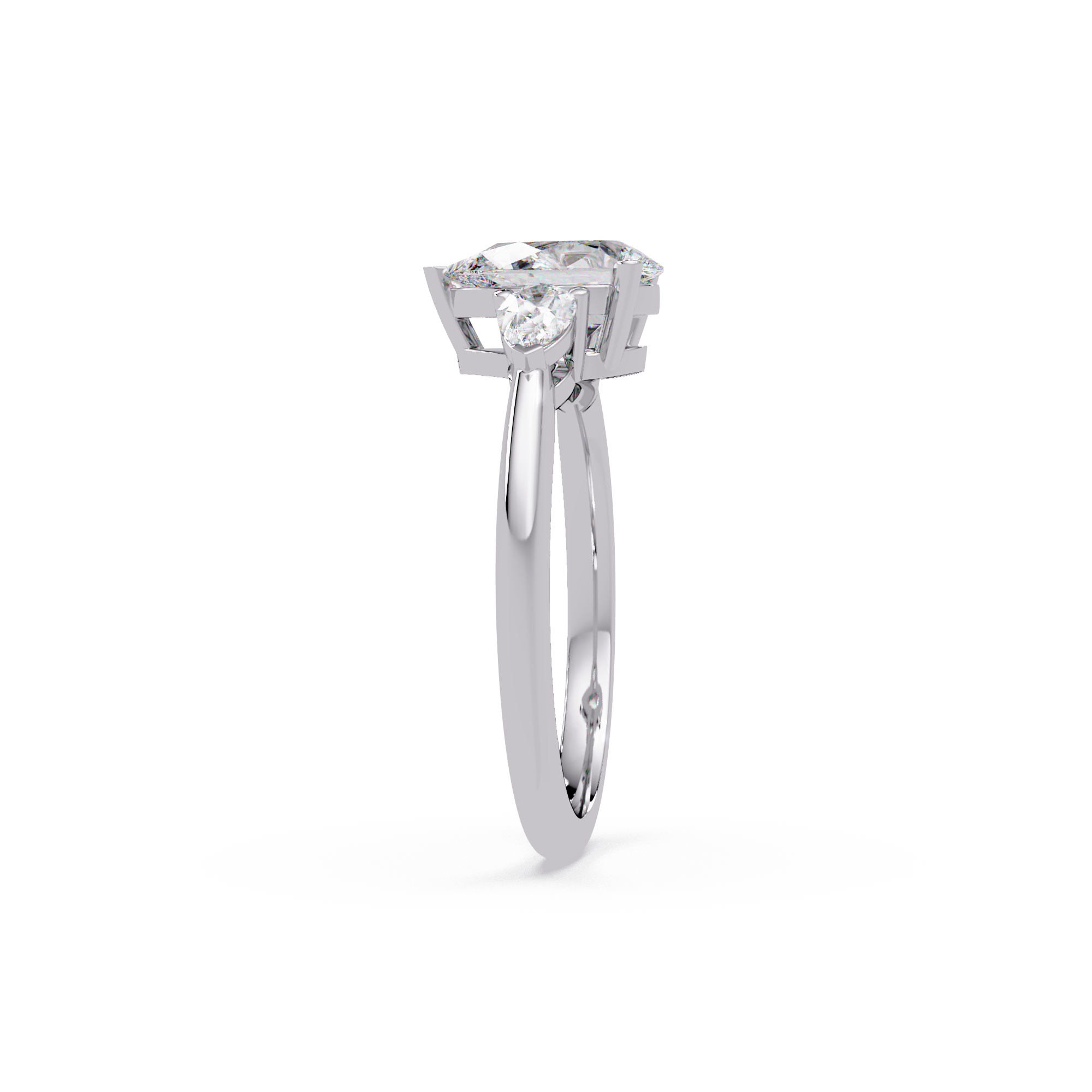 Pear-Shaped Three-Stone Diamond Engagement Ring