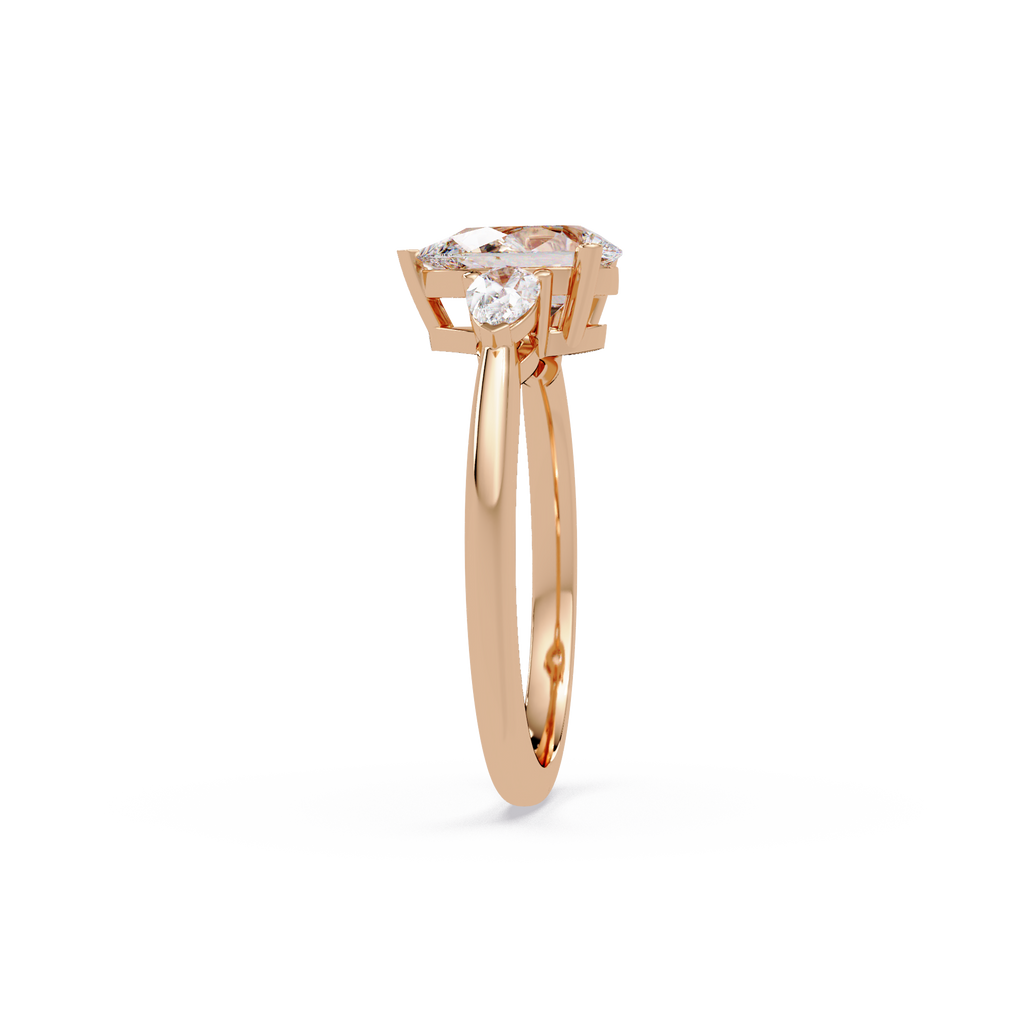 Pear-Shaped Three-Stone Diamond Engagement Ring